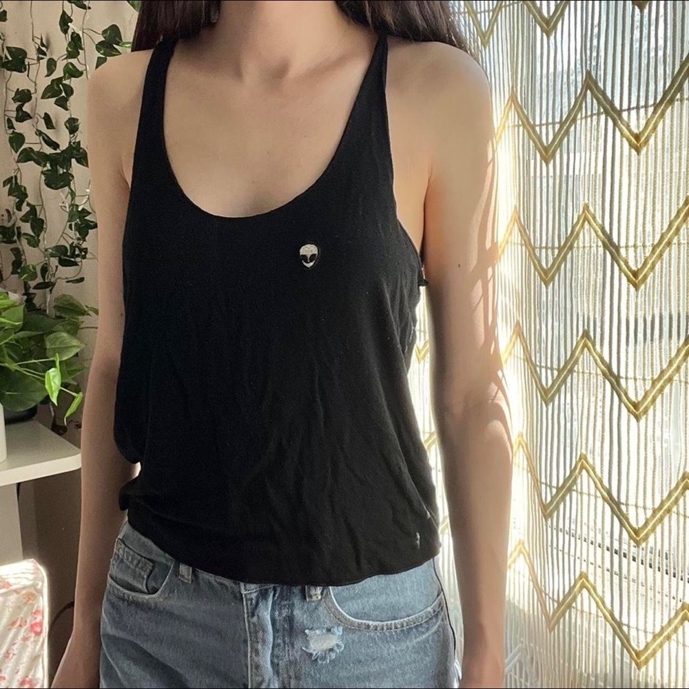 Black White Alien Patch Brandy Melville Tank Top